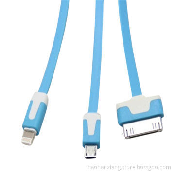 Multifunctional 3-in-1 USB Flat Cables for Samsung and iPhone